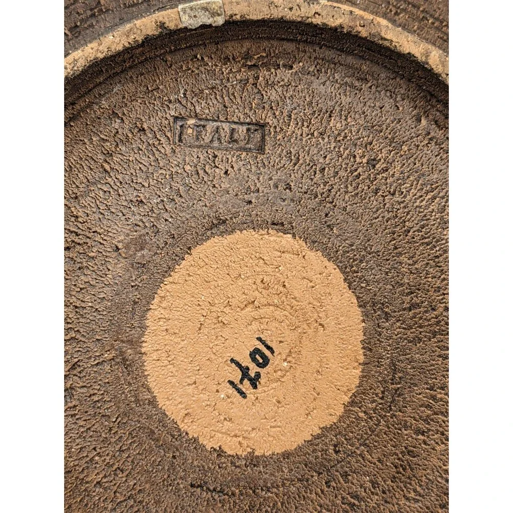 Vintage Bitossi Ashtray Round Bowl‎ Brown Yellow 1960s Italy Brutalist 10.5